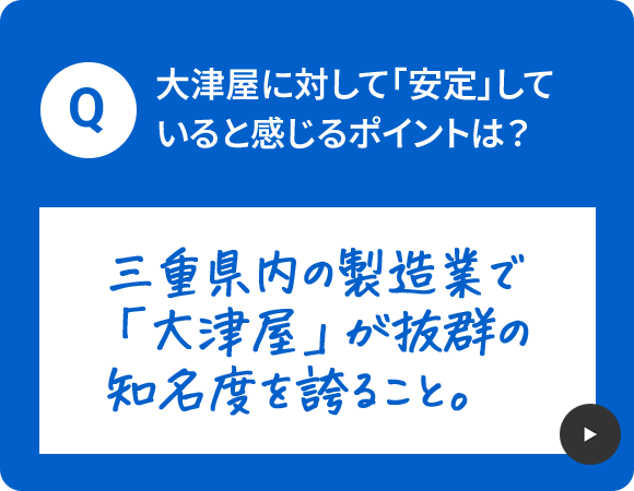 大津屋に対して「安定」していると感じるポイントは？